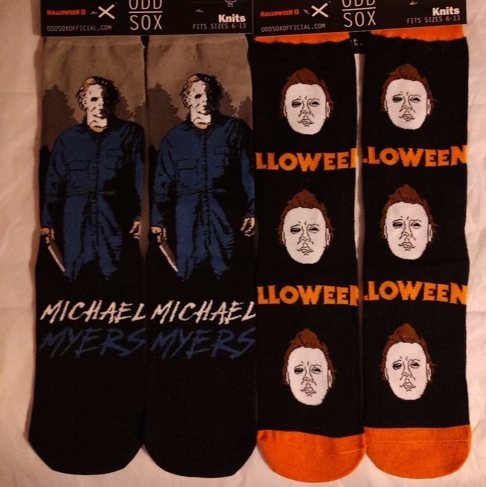Odd SOX 2prs of Halloween Michael Myers ~ Unisex Sz 6-13